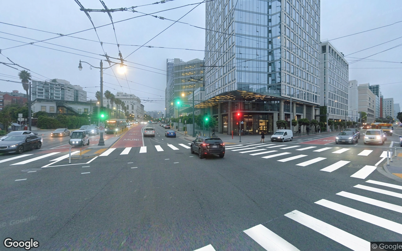 AI visualization of a proposed fix at 12th and Mission. Not a photograph.