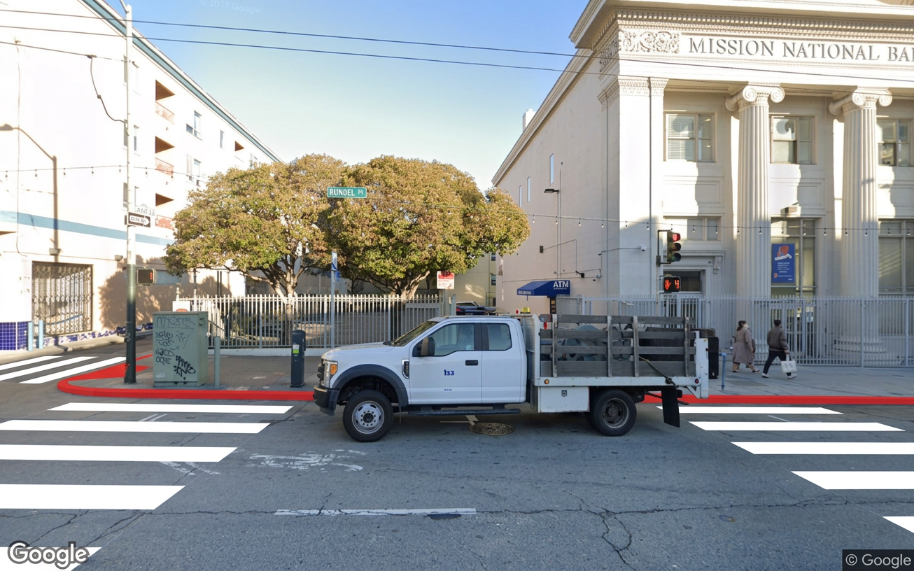 AI visualization of a proposed fix at 16th and Rondel. Not a photograph.