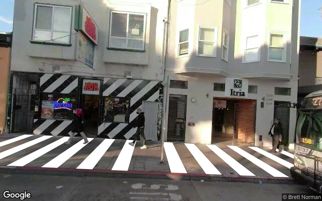 AI visualization of a proposed fix at 24th and Lilac. Not a photograph.