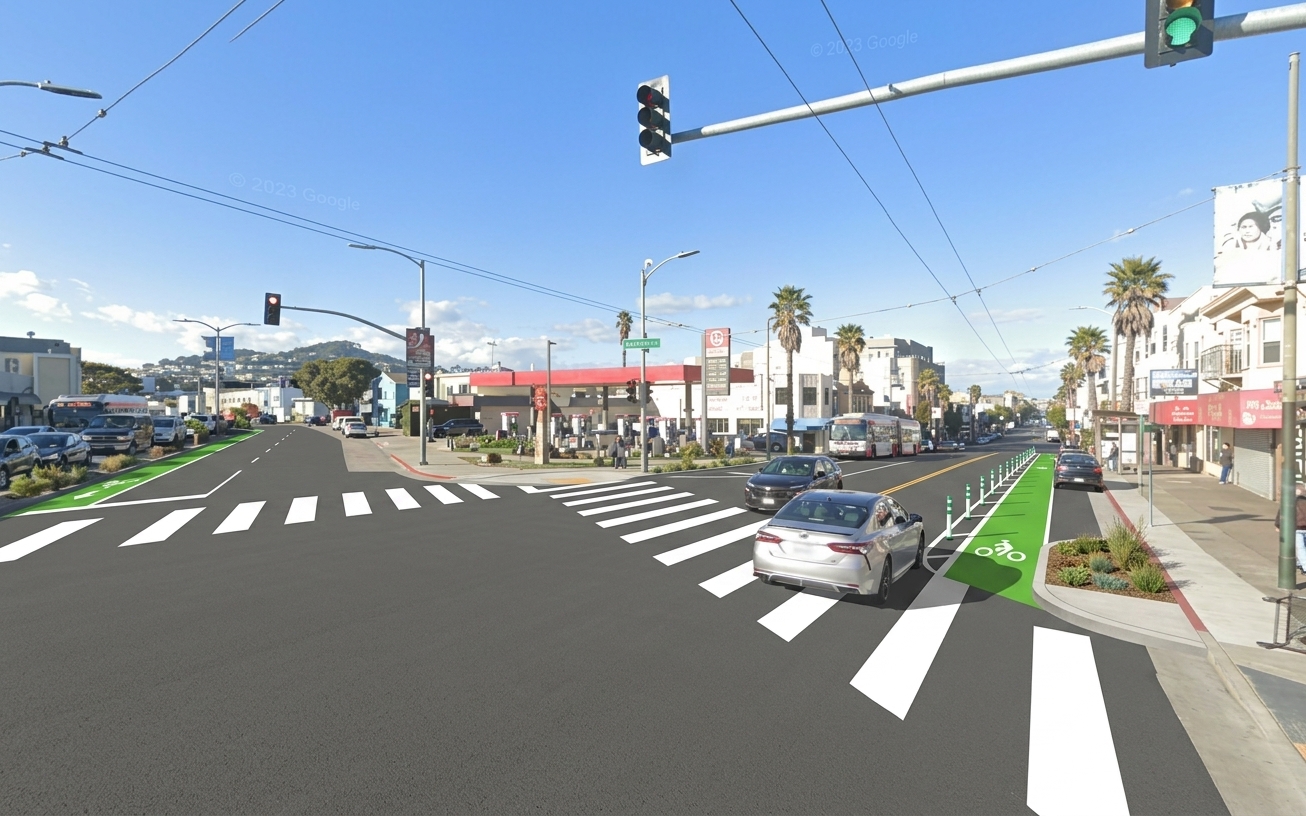 AI visualization of a proposed fix at Geneva and Mission. Not a photograph.
