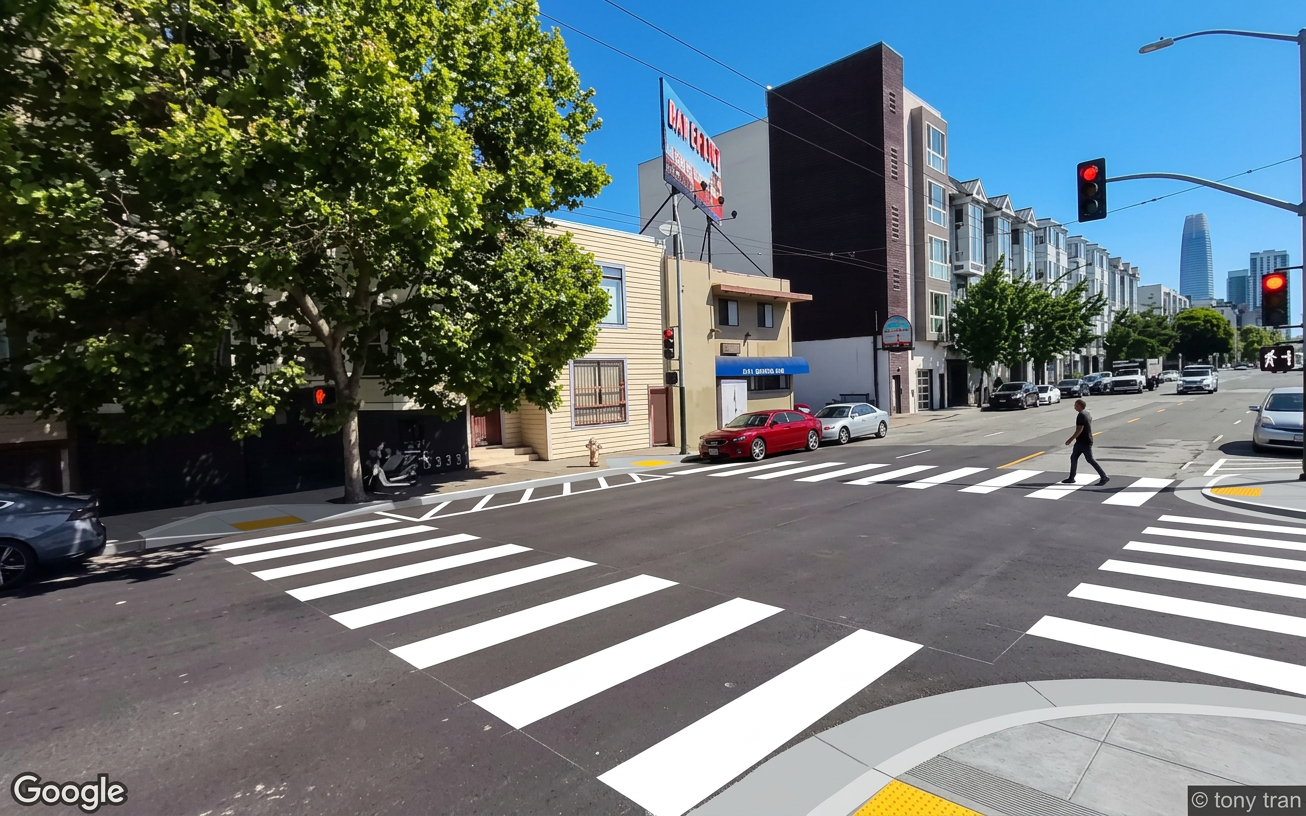 AI visualization of a proposed fix at Harrison and Morris. Not a photograph.