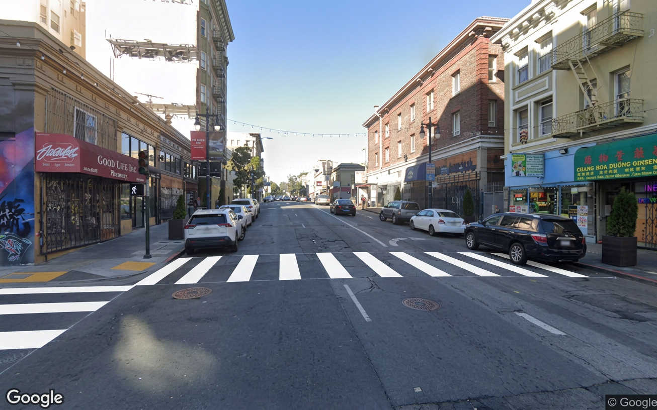 AI visualization of a proposed fix at Larkin and Olive. Not a photograph.