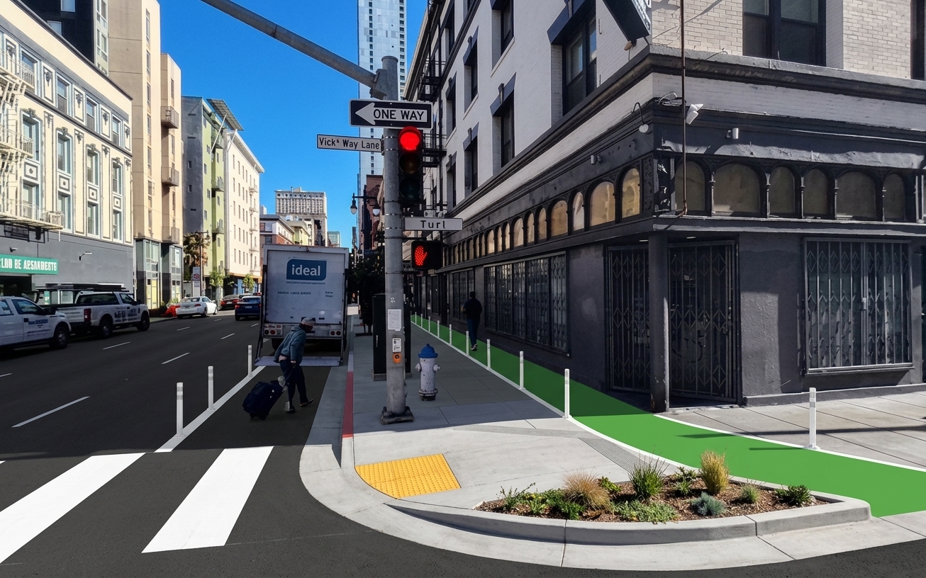 AI visualization of a proposed fix at Taylor and Turk. Not a photograph.